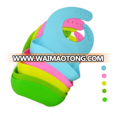 High quality Colorful baby silicon FDA/LFGB bibs with pocket